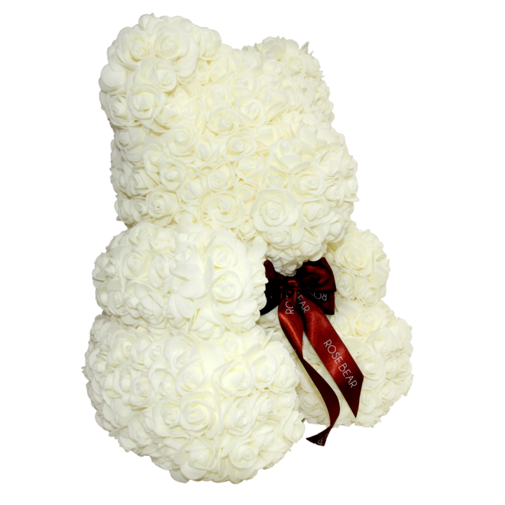 White Classic Rose Bear 40cm Tall