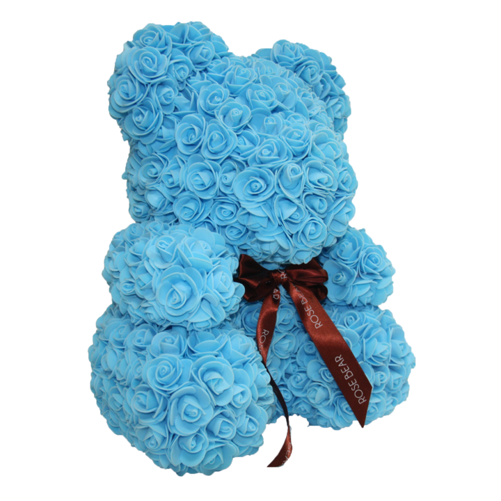 Classic Blue Rose Bear 40cm Tall