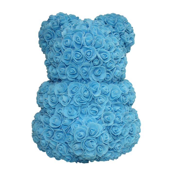 Classic Blue Rose Bear 40cm Tall