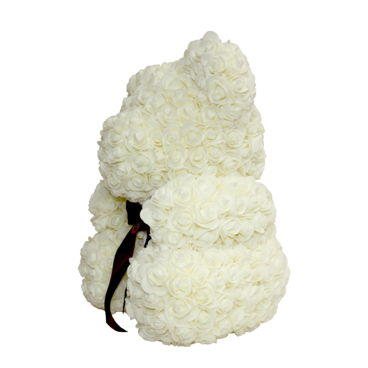 White Classic Rose Bear 40cm Tall
