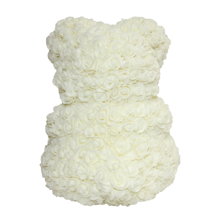 White Classic Rose Bear 40cm Tall